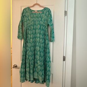 Anokhi Green Patterned Women's Dress